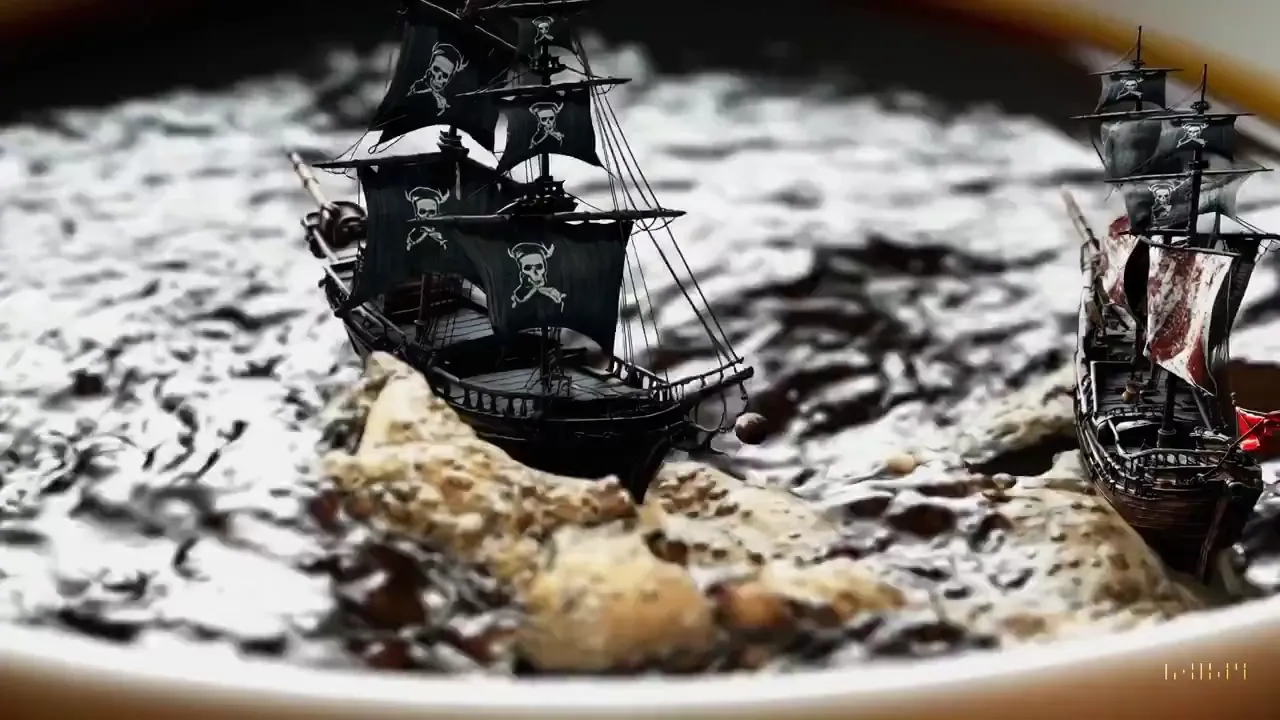 Pirate Ships in Coffee Cup